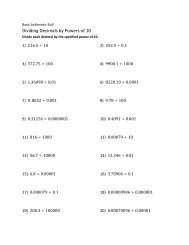 Dividing Decimals by Powers of 10 worksheet