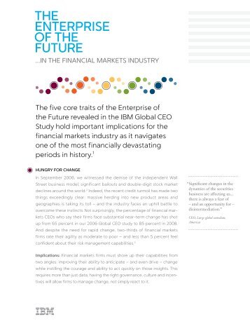 The Enterprise of the Future...in the Financial Markets Industry - IBM