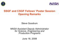 SSGF and CSGF Fellows' Poster Session Opening ... - Krell Institute