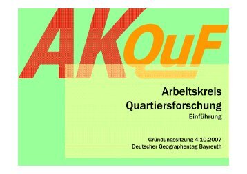 Einführung (Olaf Schnur) - Arbeitskreis Quartiersforschung