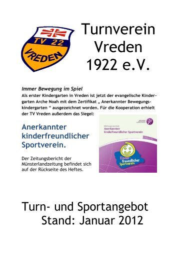 Anerkannter kinderfreundlicher Sportverein. - TV Vreden