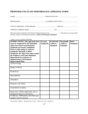 Staff performance appraisal form 2013