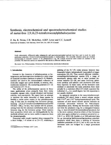 Synthesis, electrochemical and spectroelectrochemical ... - YorkSpace