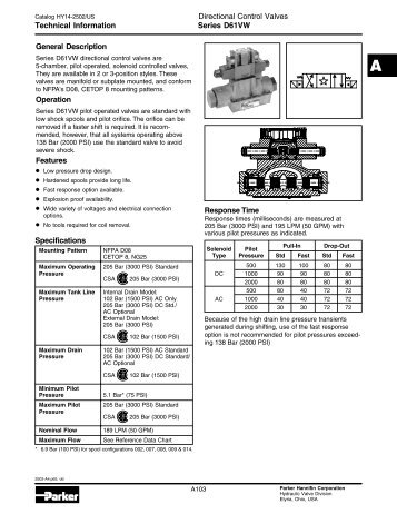 Parker NFPA D08, CETOP 8 Directional Control ... - Hasmak.com.tr