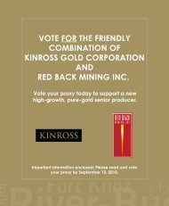 Fact Sheet: Kinross-Red Back combination - Kinross Gold