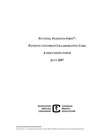 patient-centred collaborative care a discussion paper july 2007