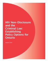 HIV Non-Disclosure and the Criminal Law - The Ontario HIV ...