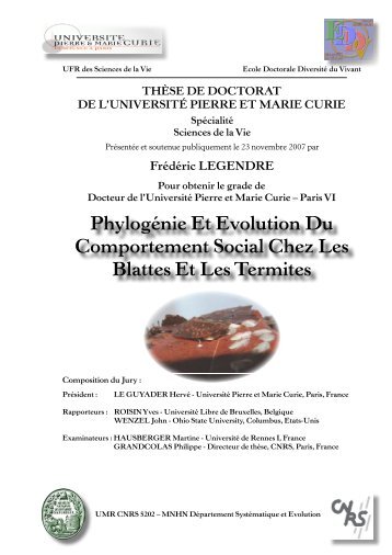 PhylogÃ©nie Et Evolution Du Comportement Social Chez Les Blattes ...
