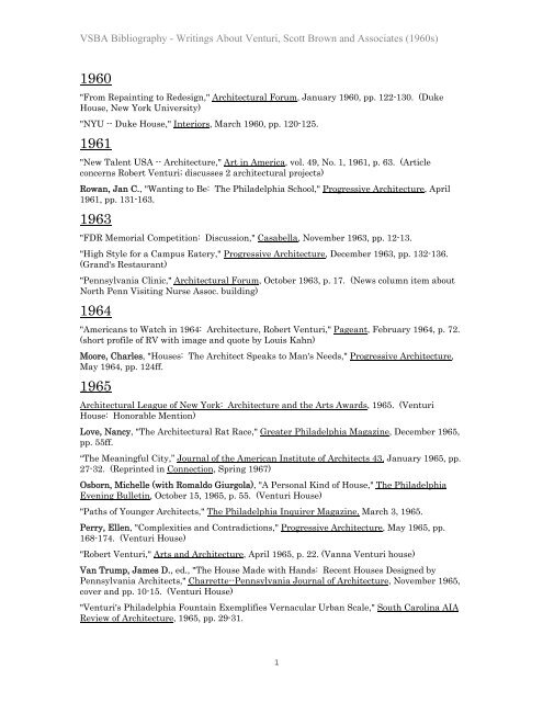 Full Bibliography - Denise Scott Brown