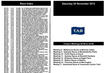 Race Index - Tab
