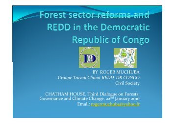 BY ROGER MUCHUBA Groupe Travail Climat REDD, DR CONGO ...