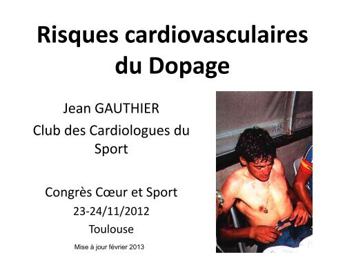 Dopage : Risques cardiovasculaires - Club des Cardiologues du Sport