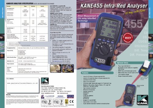 Kane 455 Infra Red Combustion Flue Gas Analyser Technical 0846