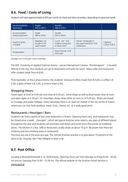 International Students' Guide - IMC Fachhochschule Krems