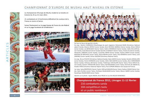 NOUVELLES AUX ASSOCIATIONS - FÃ©dÃ©ration franÃ§aise de wushu