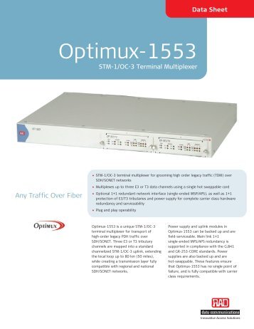 Optimux-1553: STM-1/OC-3 High Capacity - comtec