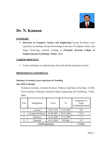 Dr. N. Kannan - Jayaram College of Engineering and Technology