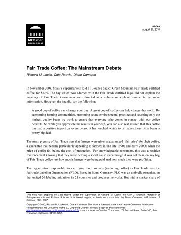 Fair Trade Coffee - MIT Sloan School of Management