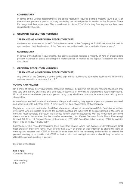 circular to ordinary shareholders