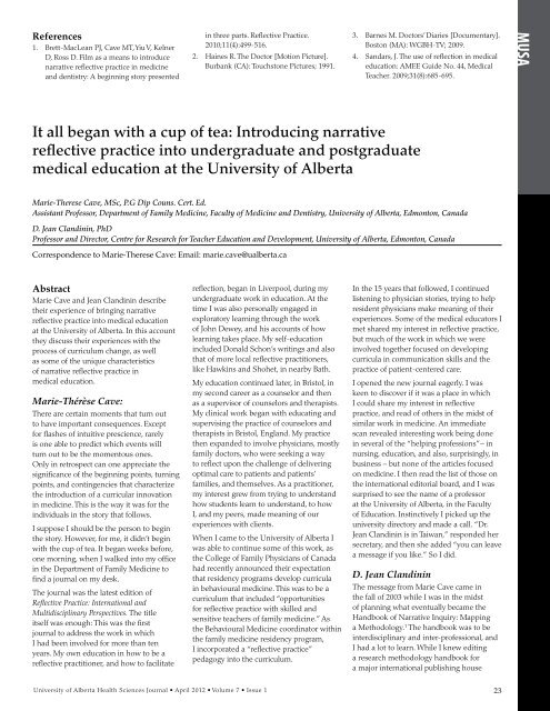 Complete Issue PDF - University of Alberta Health Sciences Journal