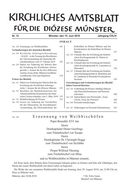 Kirchliches Amtsblatt Nr. 12 vom 15.06.2010 Bistum Münster
