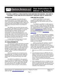 User Instructions for WEGO Log Software Daytona Sensors LLC