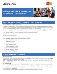 MASTERCARD GUIDE TO BENEFITS FOR CREDIT CARDHOLDERS