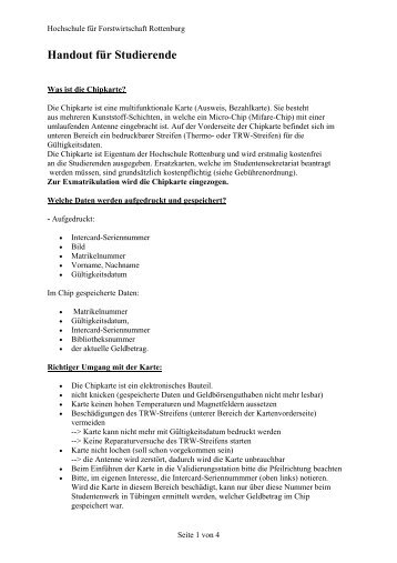Handout für Studierende - Hochschule Rottenburg