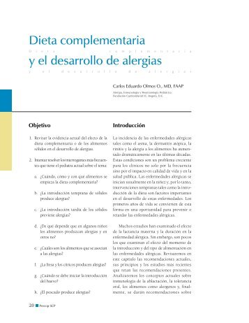 Dieta complementaria y el desarrollo de alergias