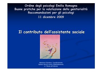 Il ruolo dell'assistente sociale. Dott.ssa Marianna Giordano