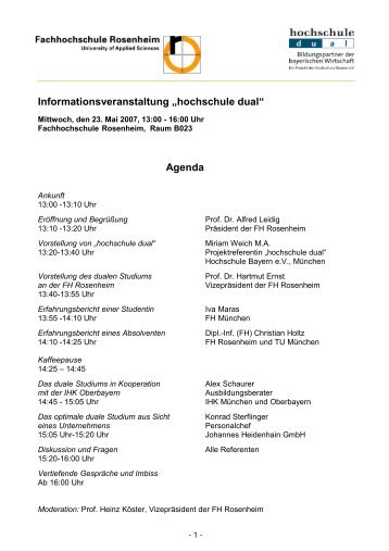 Informationsveranstaltung Rosenheim 23-5-2007 - Hochschule dual