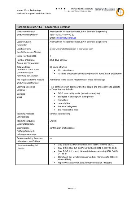 M. Eng. Wood Technology / Holztechnik - Hochschule für Architektur ...