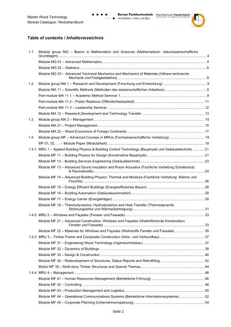 M. Eng. Wood Technology / Holztechnik - Hochschule für Architektur ...