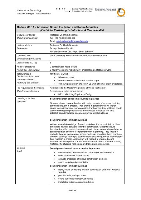 M. Eng. Wood Technology / Holztechnik - Hochschule für Architektur ...