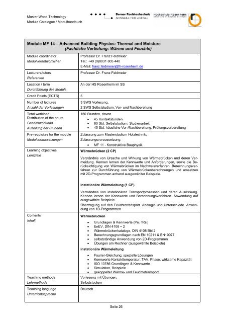 M. Eng. Wood Technology / Holztechnik - Hochschule für Architektur ...