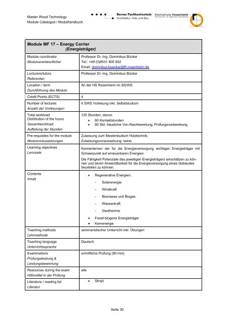 M. Eng. Wood Technology / Holztechnik - Hochschule für Architektur ...