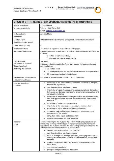 M. Eng. Wood Technology / Holztechnik - Hochschule für Architektur ...