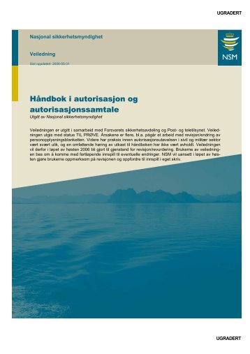 HÃ¥ndbok i autorisasjon og autorisasjonssamtale - NSM