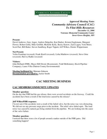 Community Advisory Council (CAC) To Flint Hills Resources CAC ...