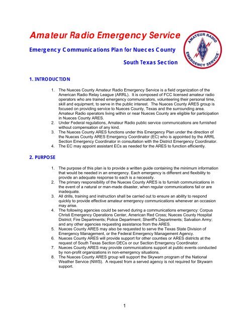 Nueces County ARES plan