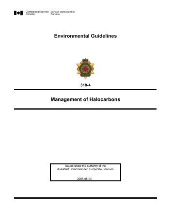 Management of Halocarbons - Service correctionnel du Canada