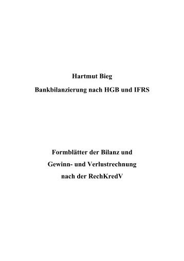 Bankbilanzierung - Formblaetter Rechkredv