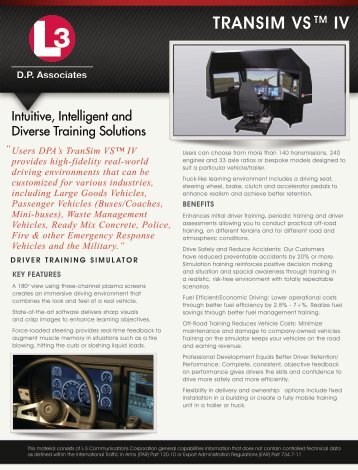 TranSim VSâ¢ Driving Simulator - L-3 DPA