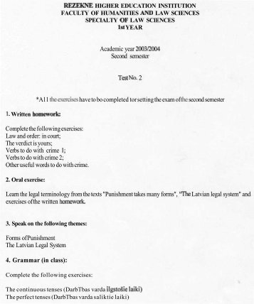 Academic year 2003/2004 Second semester Test No. 2 *A11 the ...