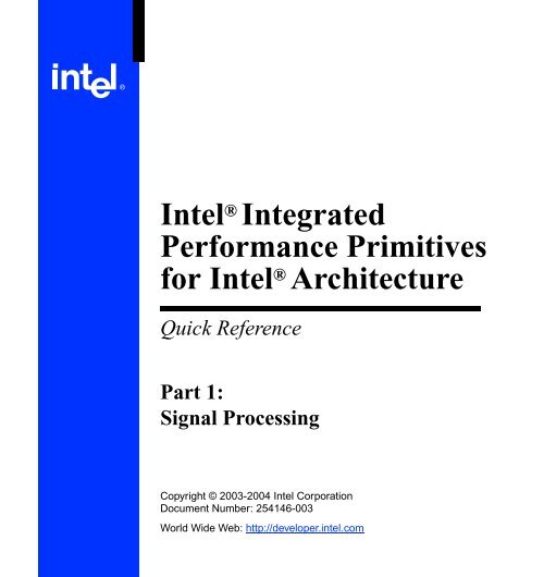 Intel® IPP Quick Reference