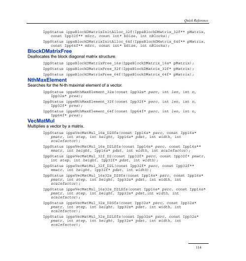 Intel® IPP Quick Reference