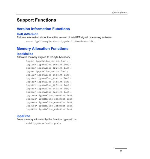 Intel® IPP Quick Reference