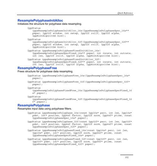 Intel® IPP Quick Reference