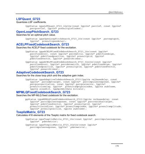 Intel® IPP Quick Reference