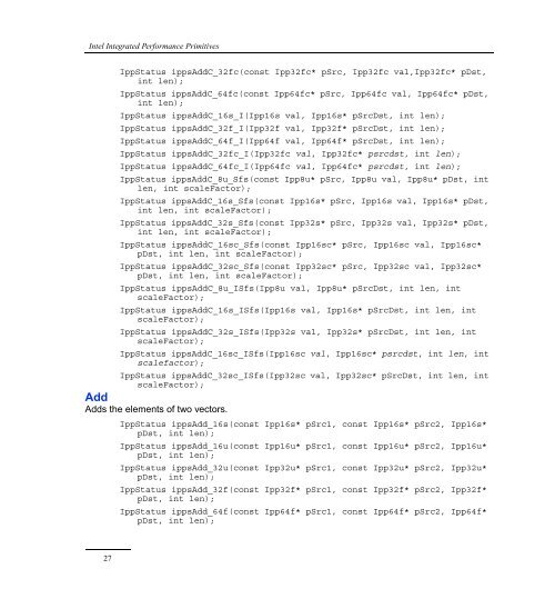 Intel® IPP Quick Reference